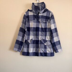 The North Face Dryvent Light weight Rain Jacket Plaid blue white size M